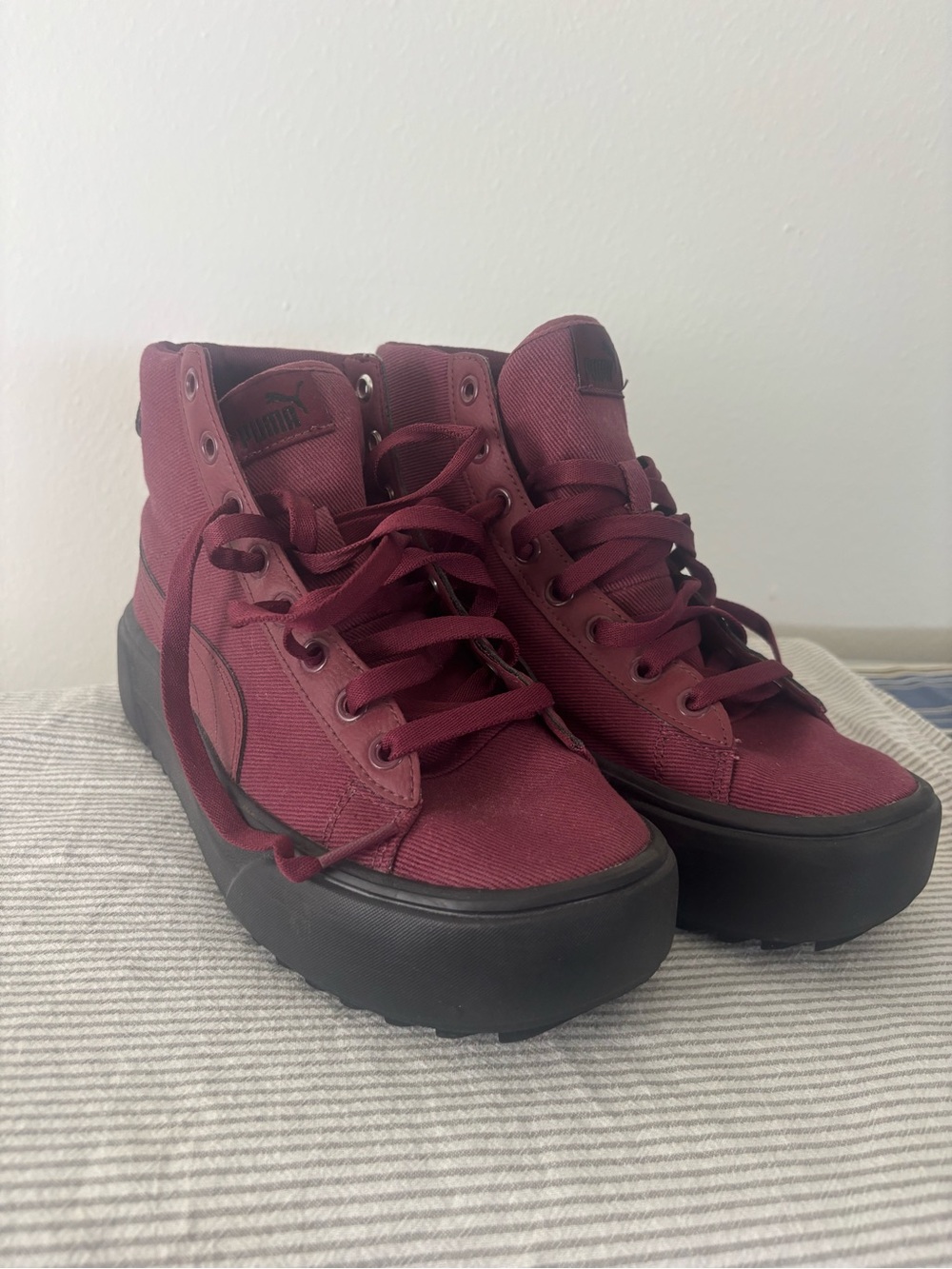 Puma Women's Maroon High-Top Platform Sneakers Size 8